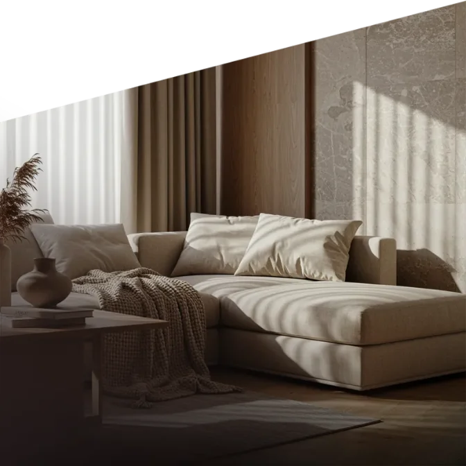 Luxury bedroom with warm textures and natural tones by Pearlshire