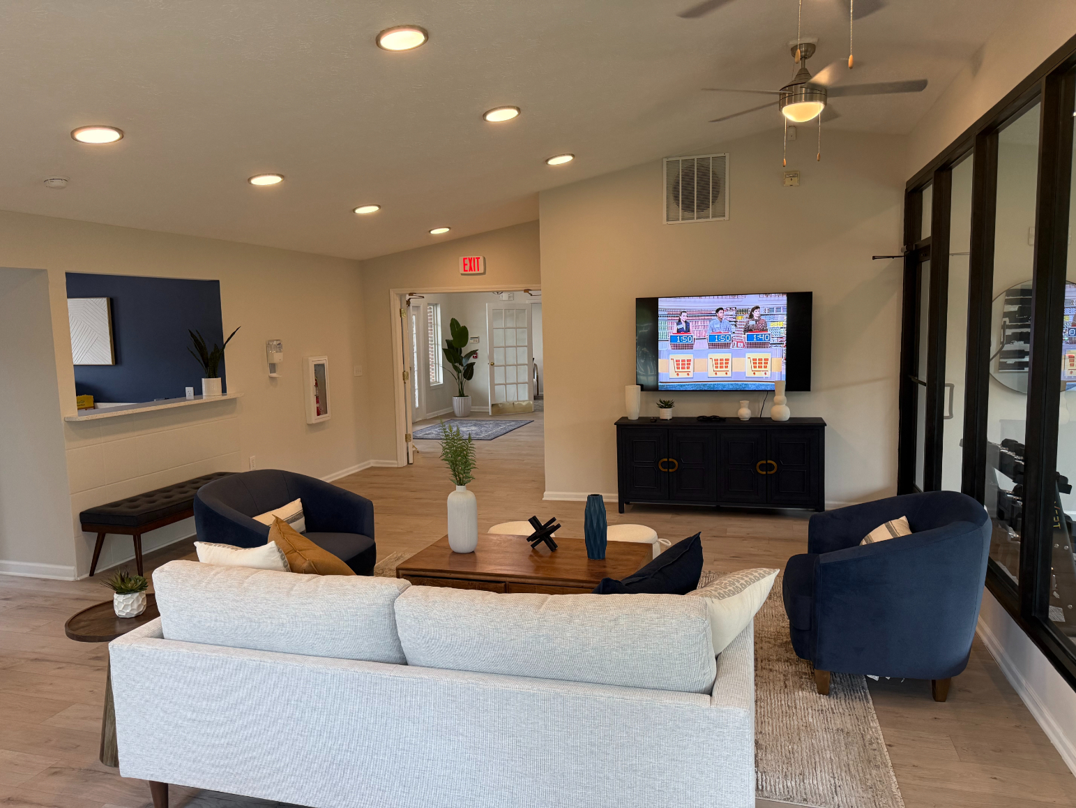 Community Lounge with sofa and tv