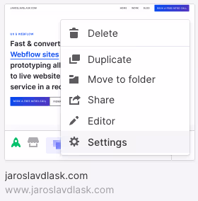 Webflow project settings
