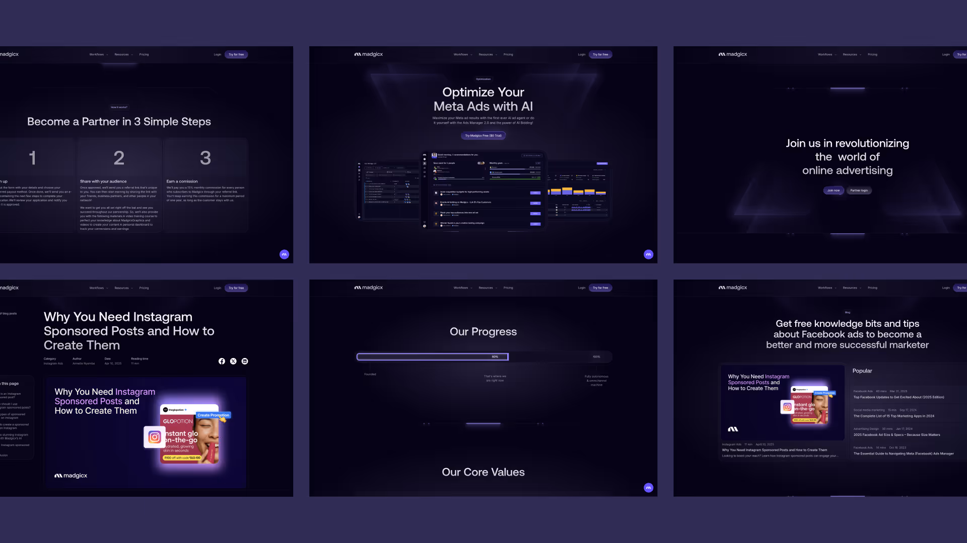 Cool dark purple app software user interface website design screens