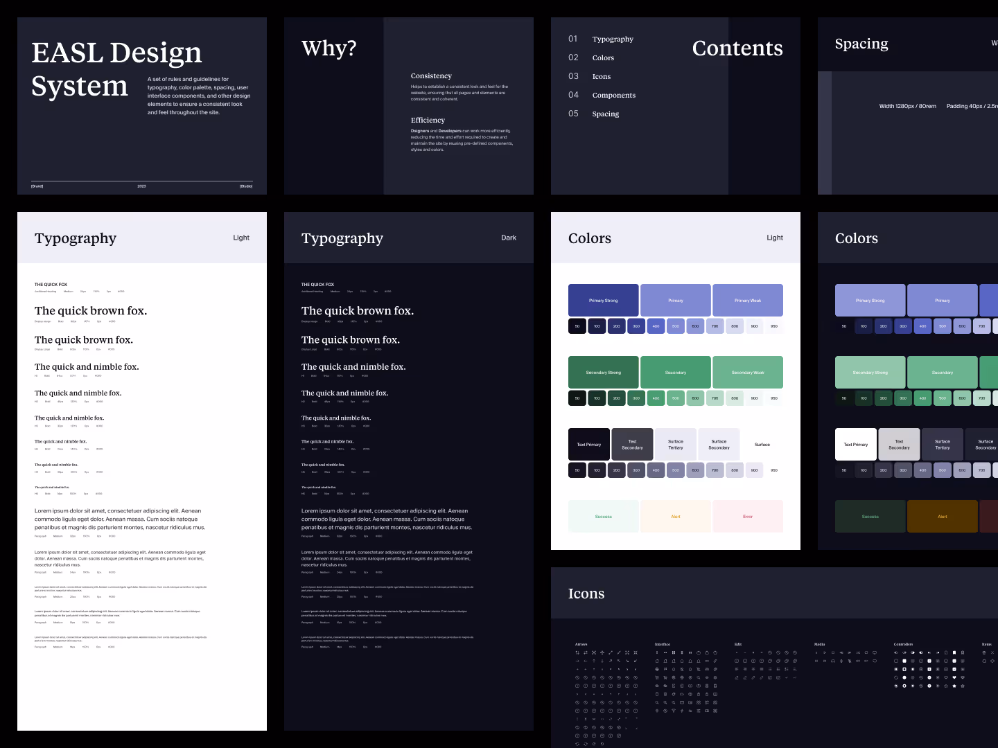 Dark website design system in Figma designed by Webflow premium partner Jaro for EASL TECH.