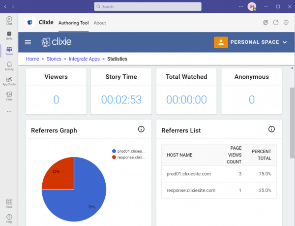 Microsoft Teams Clixie Analytics