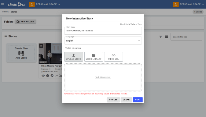 Clixie AI - Import you Video