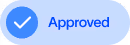 Blue pill-shaped badge with a white checkmark and the word Approved in blue text.