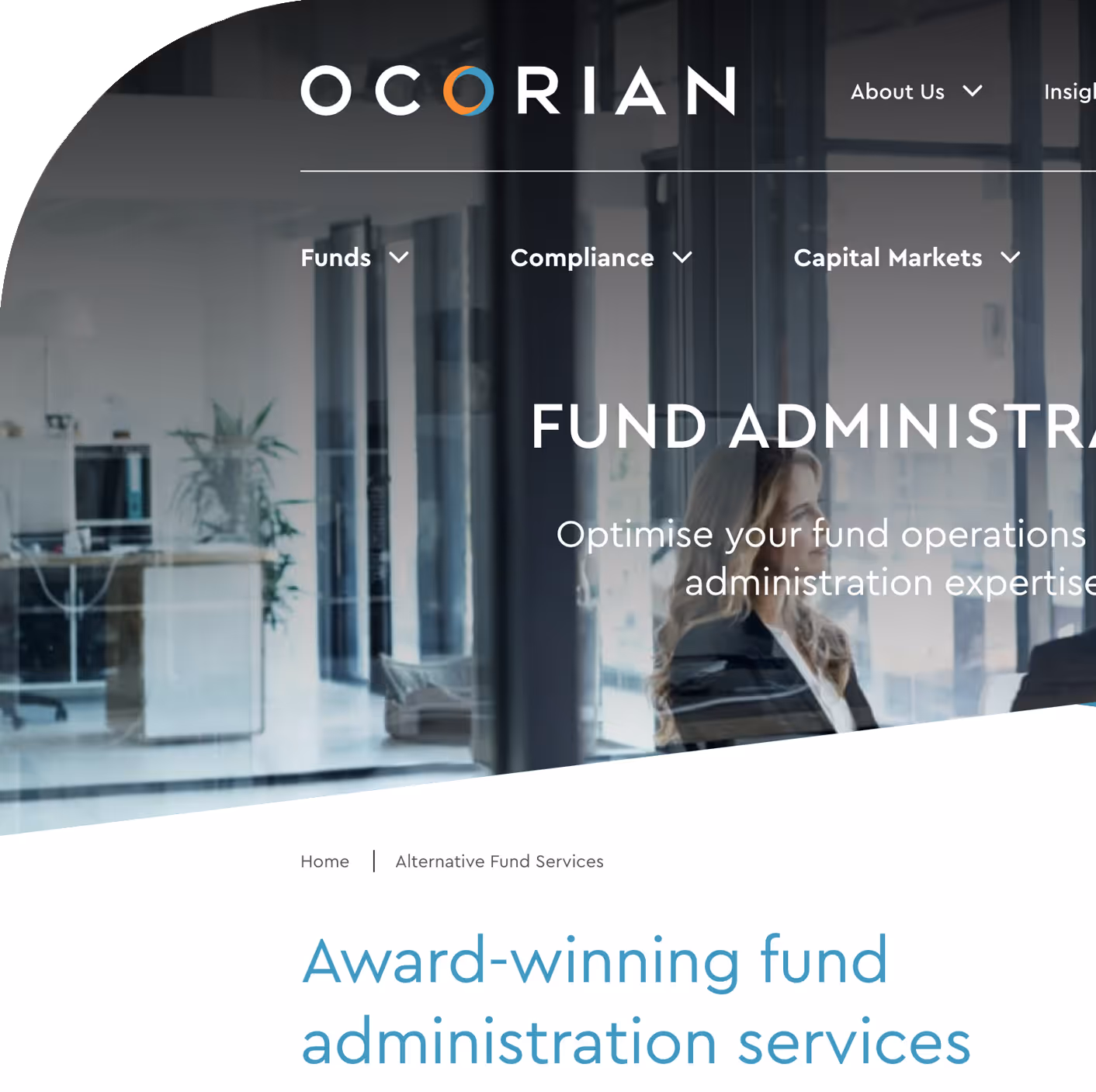 screenshot of Ocorian website