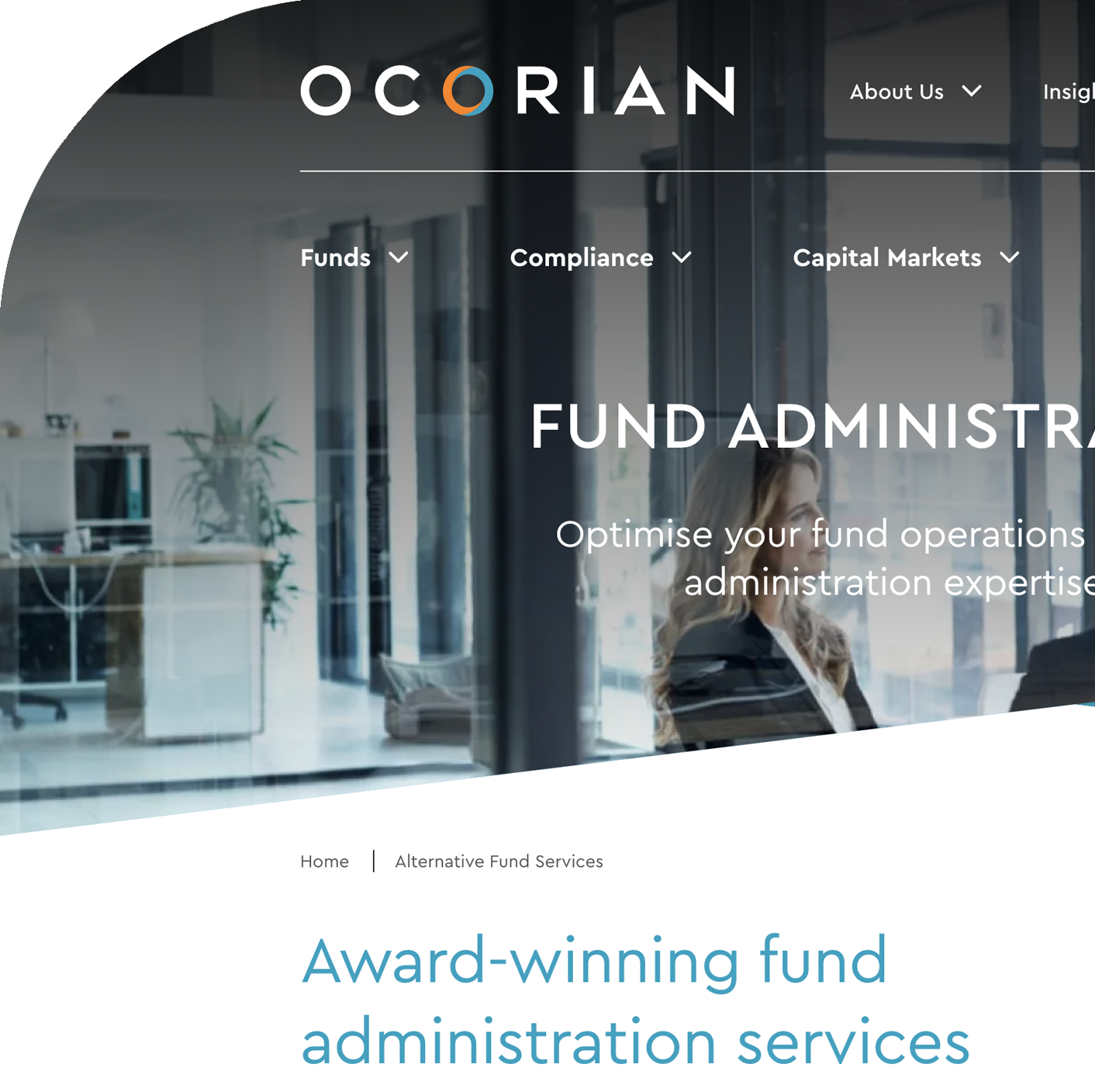 screenshot of Ocorian website