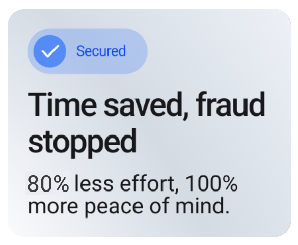 Time saved, fraud stopped badge