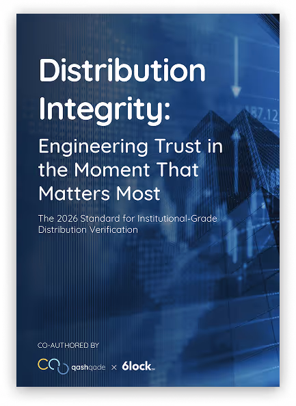 Cover titled Distribution Integrity about engineering trust in key moments with logos of qashqade and 6lock.