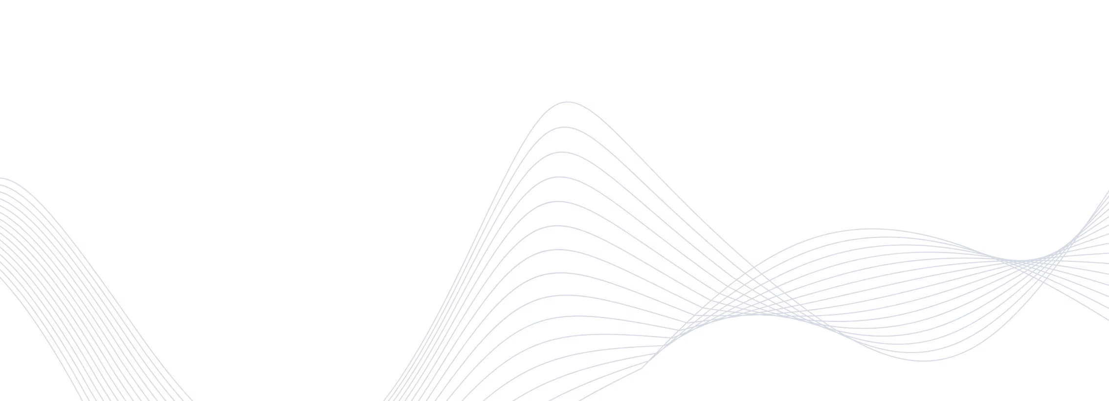 Smooth overlapping white wave lines forming abstract curves on a black background.