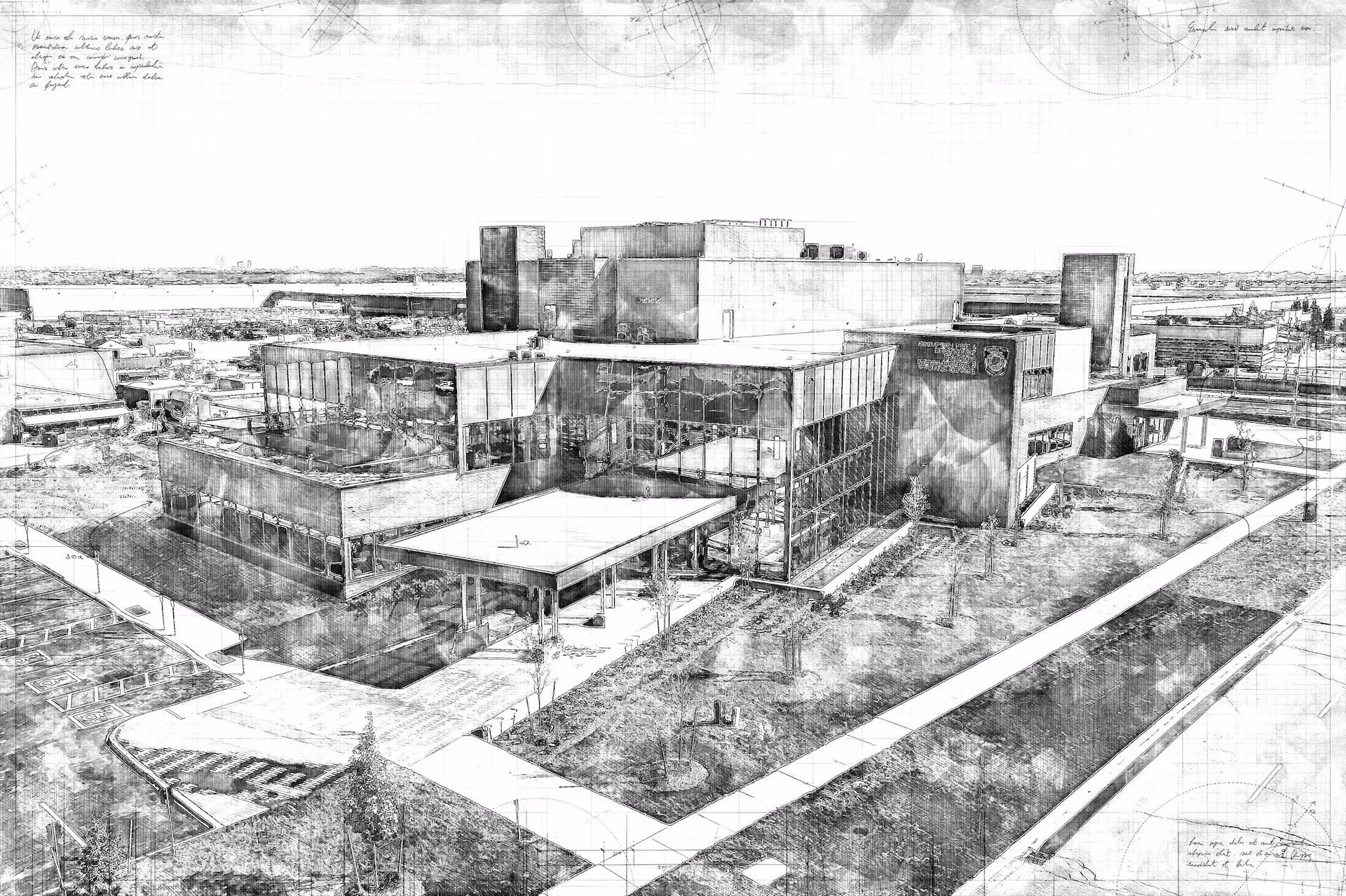 architectural drawing of brampton fire headquarters