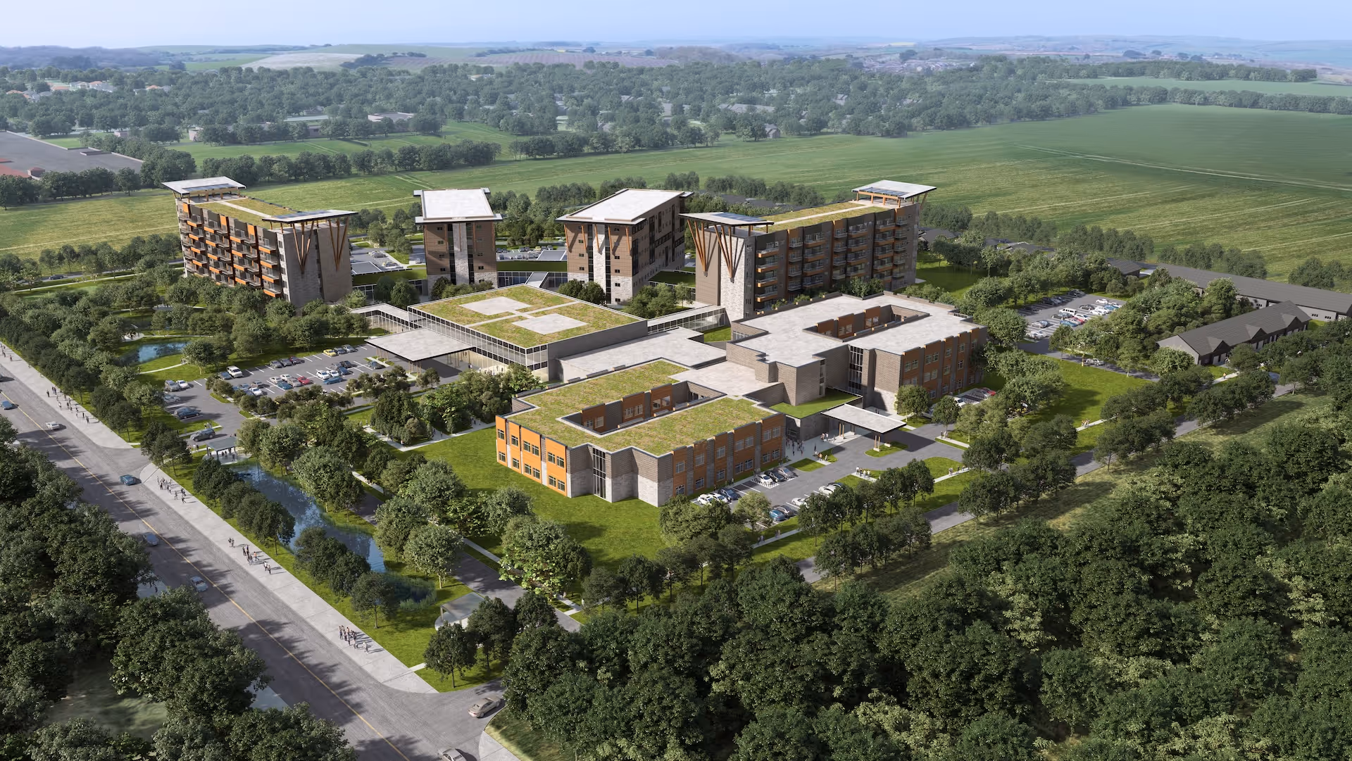 Architectural rendering of large apartment complex