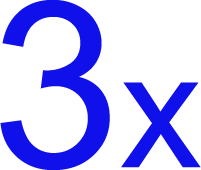 icon with the number three and letter x