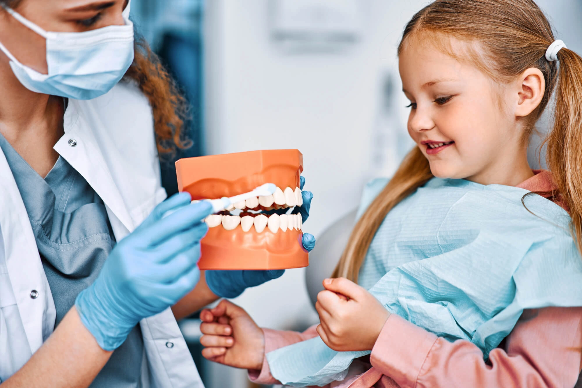 little girl getting dental checkup from best dentist Somerville