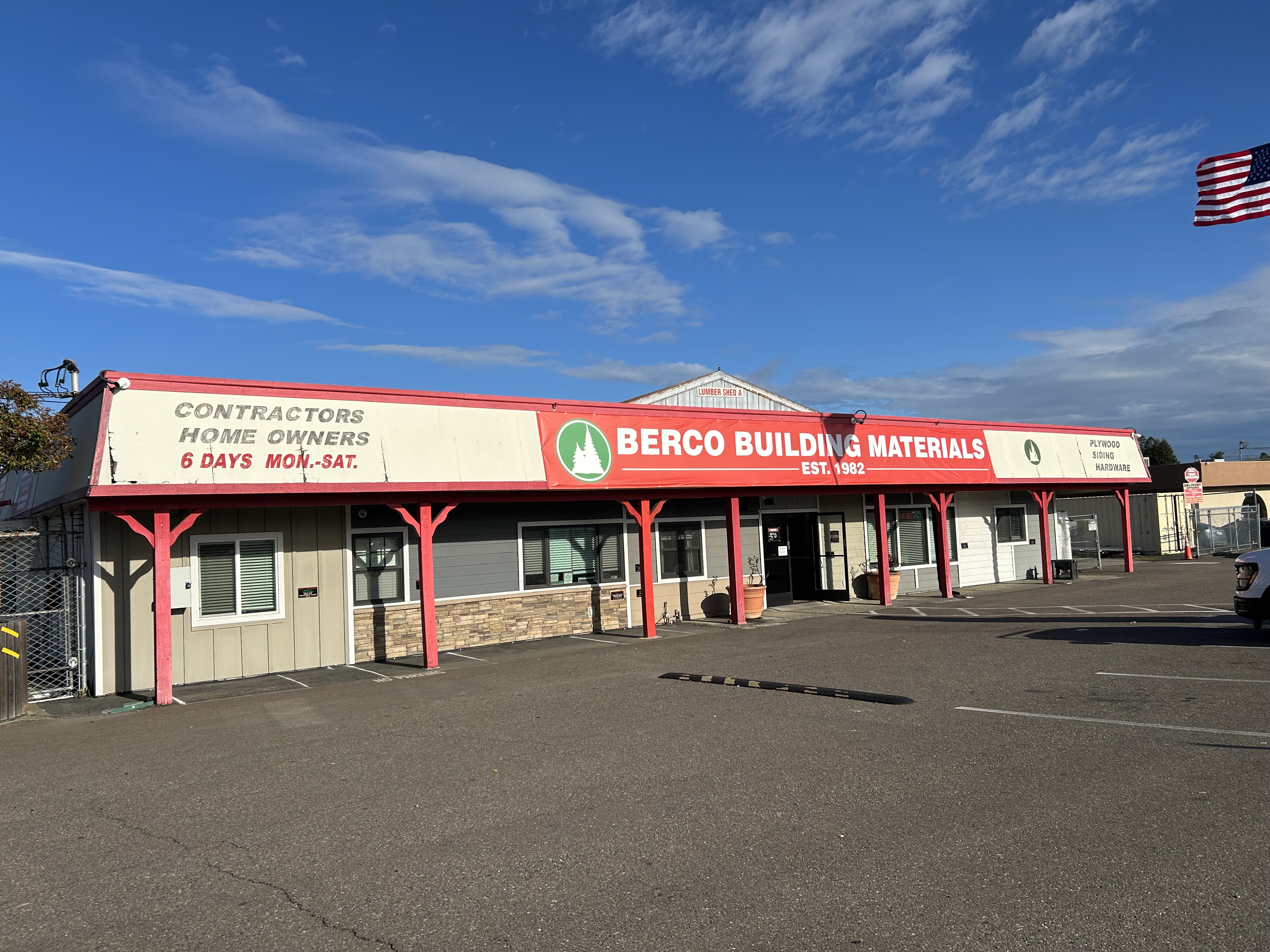 An arial photo of Berry Lumber