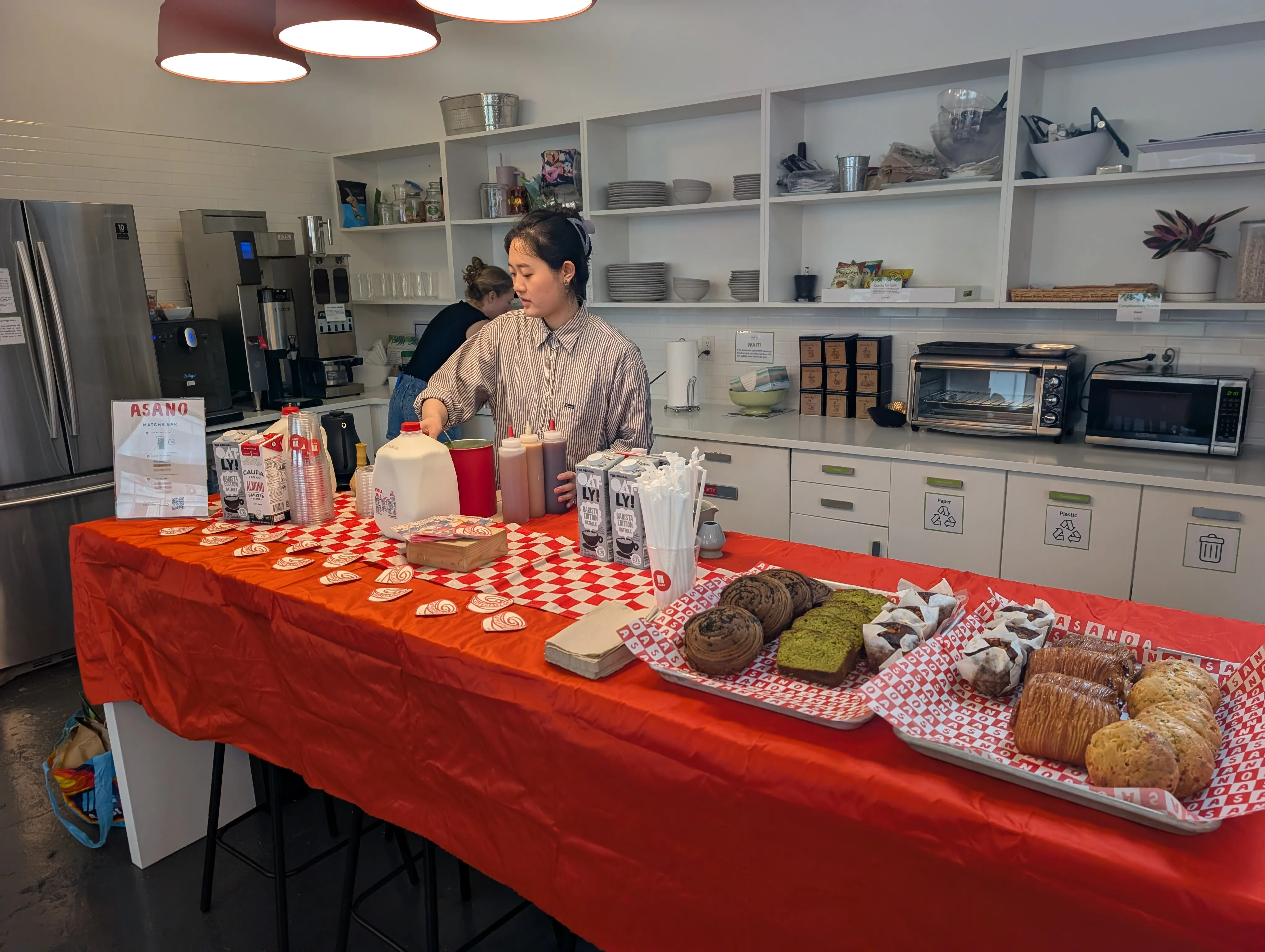 ASANO matcha bar setup at an office event