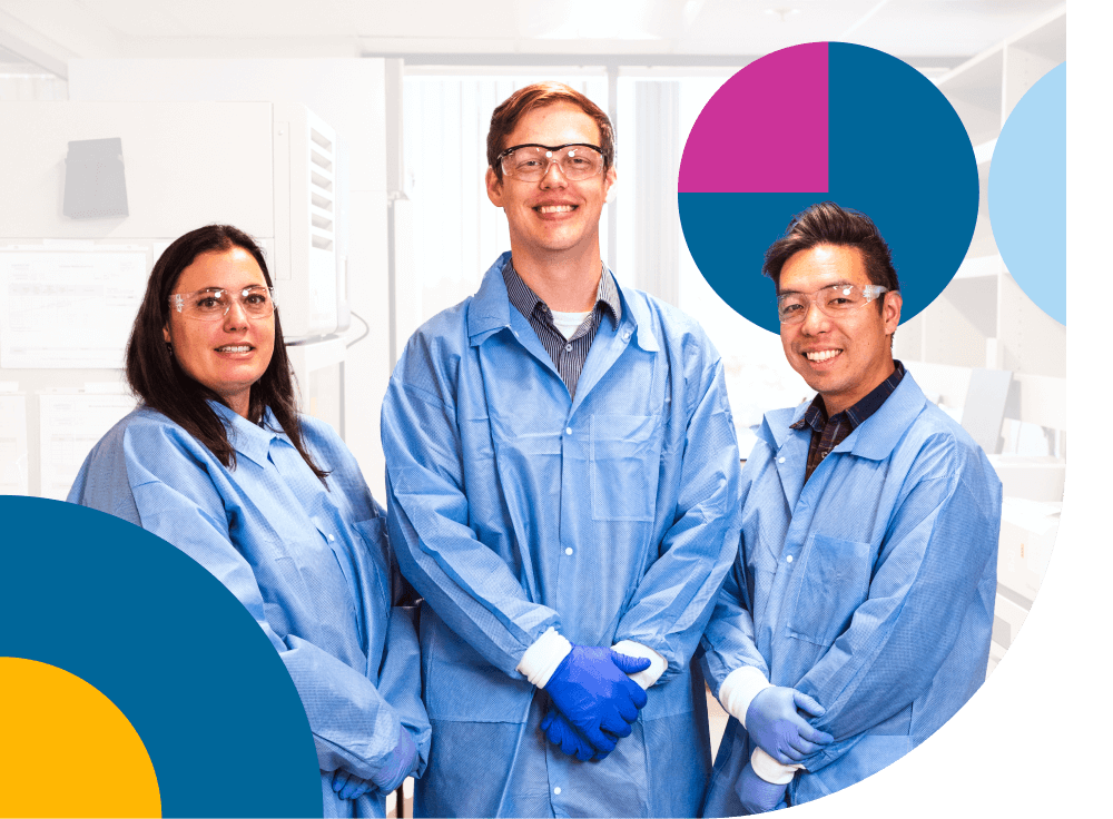 Diagnostics team members in a clinical lab setting