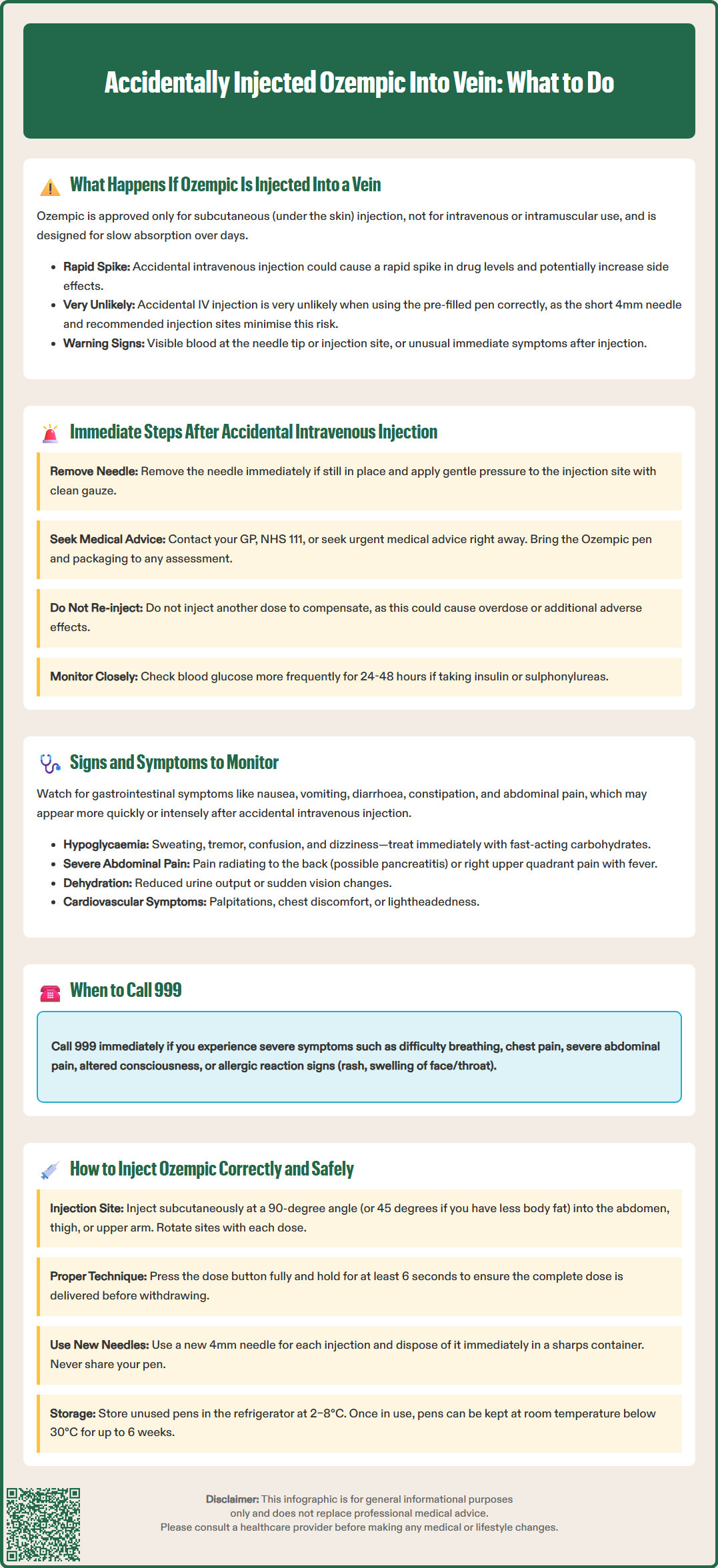accidentally injected ozempic into vein