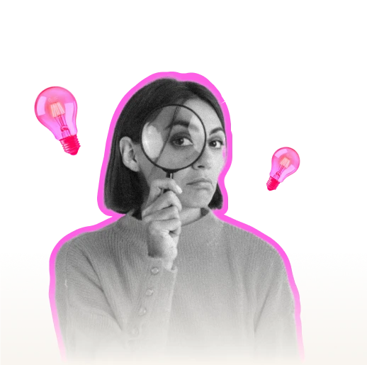 lady with magnifying glass