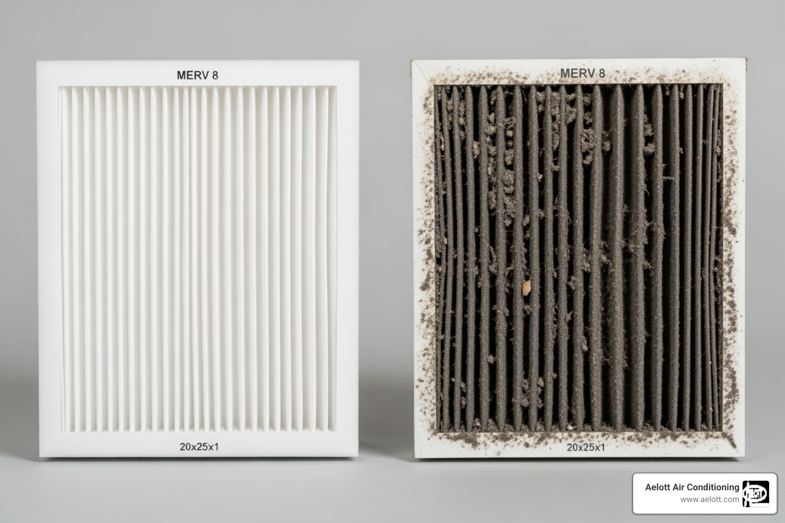 clean air filter next to a dirty, clogged one - furnace fan not working