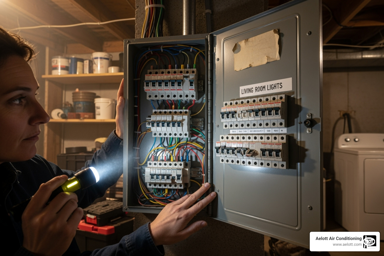 person looking at a circuit breaker panel - heater not working person looking at a circuit breaker panel - heater not working