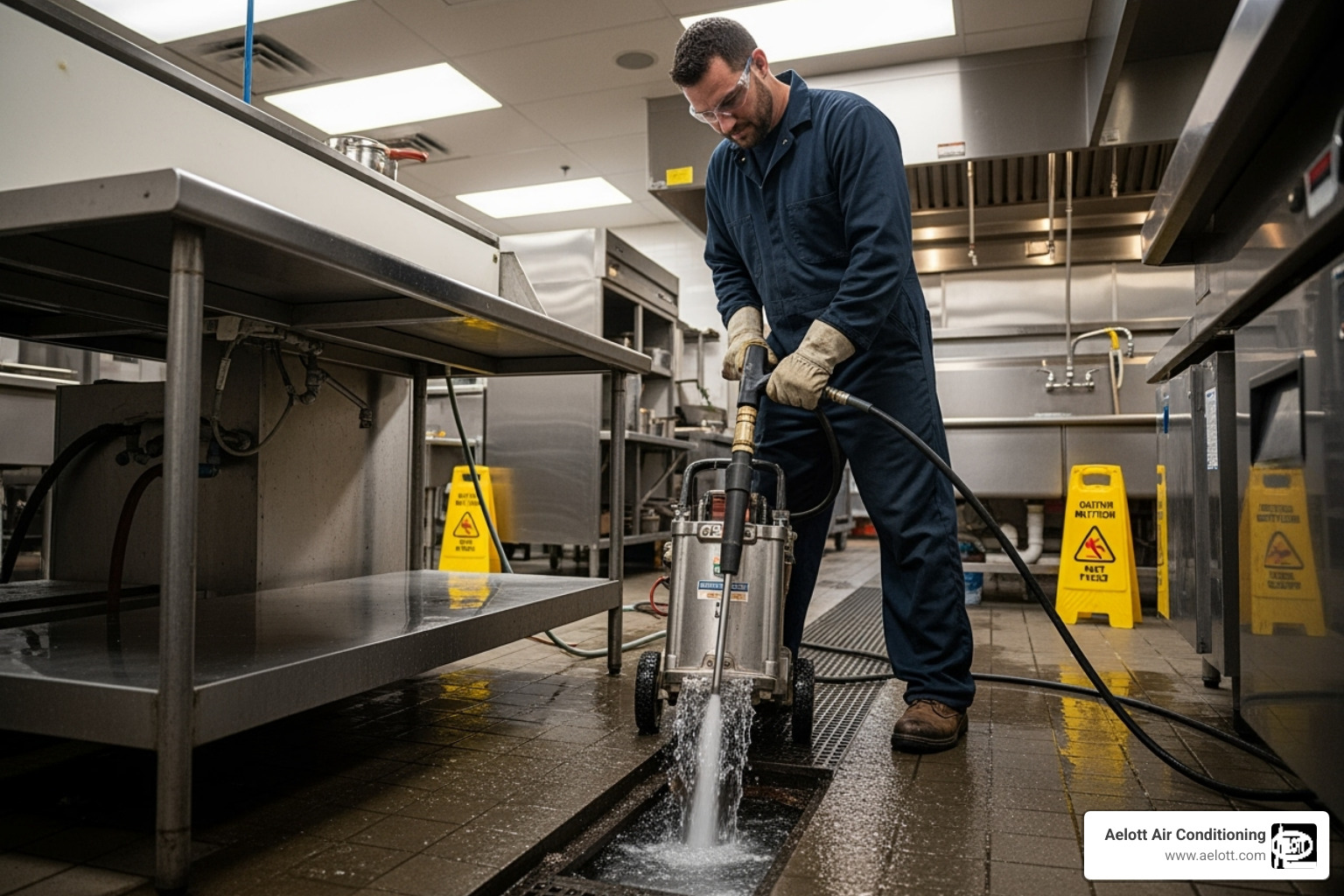 technician performing hydro-jetting on a commercial drain - business plumbing service oceanside ca technician performing hydro-jetting on a commercial drain - business plumbing service oceanside ca