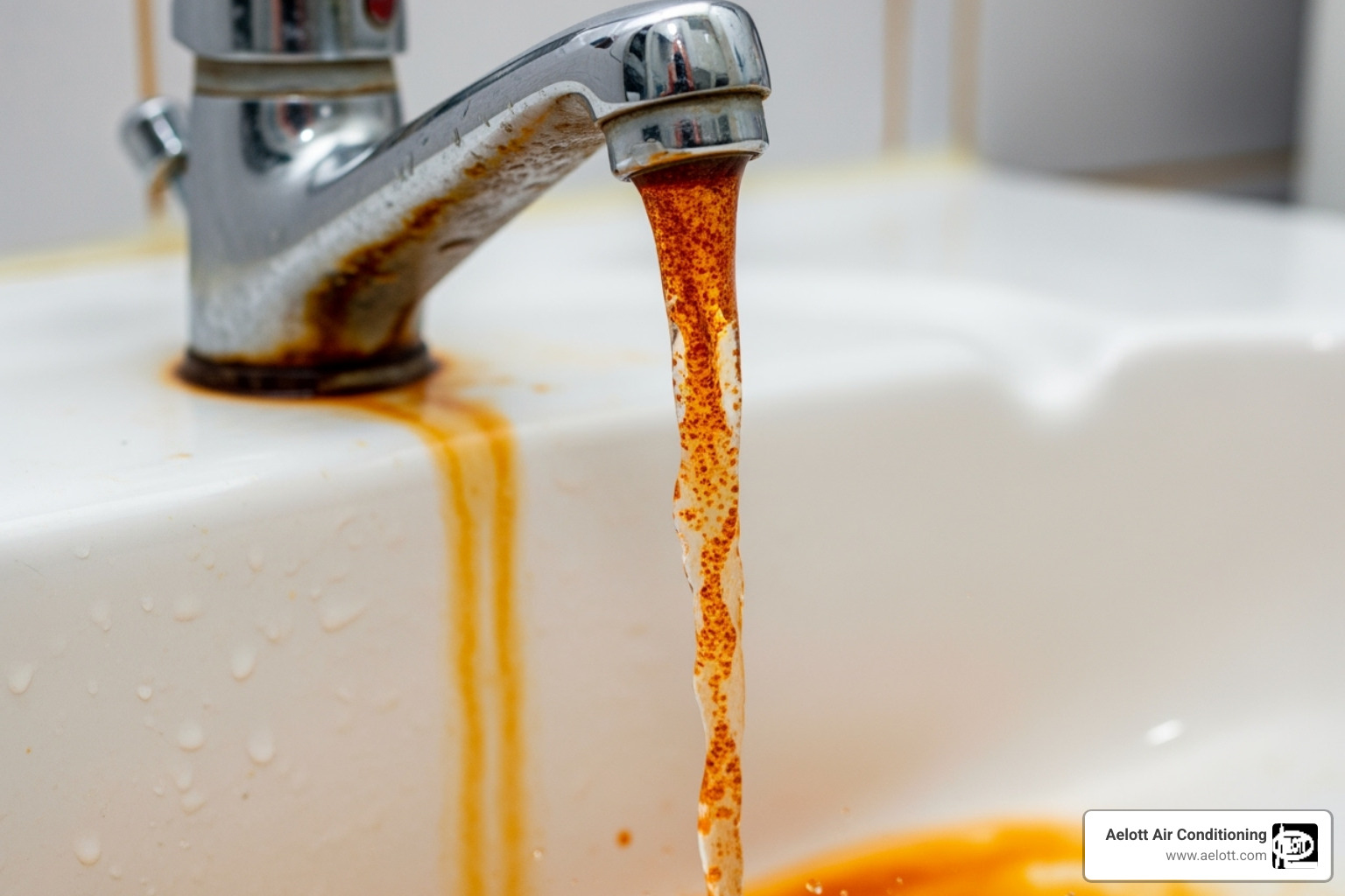 discolored rusty water coming from a tap - leaking pipe replacement poway ca