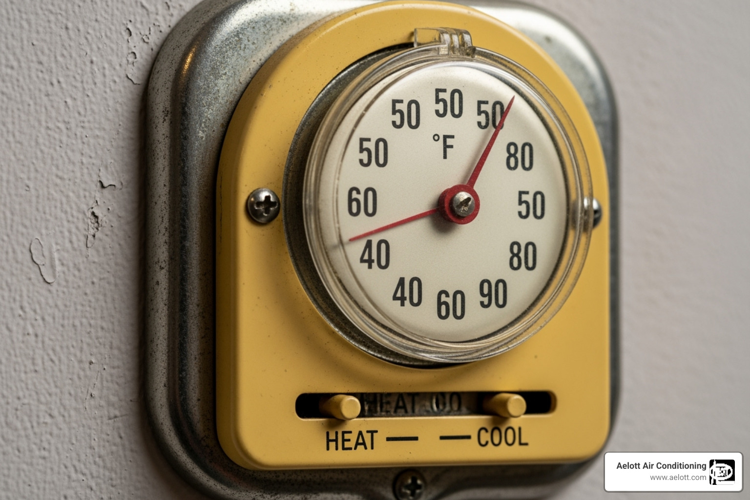 old, yellowed, mechanical thermostat - thermostat installation carlsbad ca