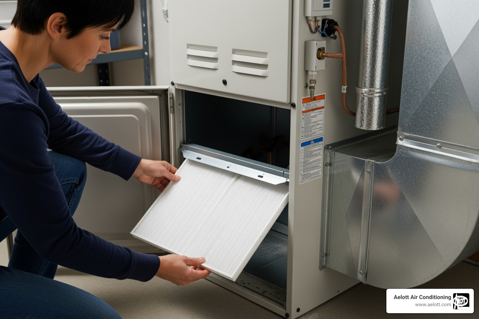 homeowner changing a clean air filter - HVAC system inspection homeowner changing a clean air filter - HVAC system inspection