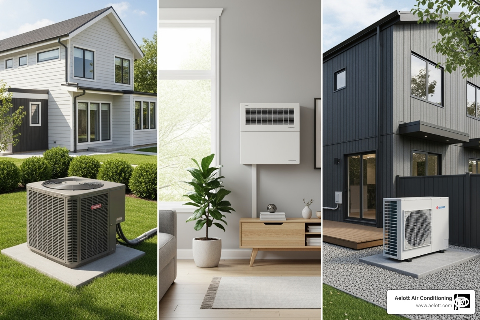 different types of HVAC systems like a central unit, a ductless mini-split, and a heat pump - hvac installation encinitas ca different types of HVAC systems like a central unit, a ductless mini-split, and a heat pump - hvac installation encinitas ca