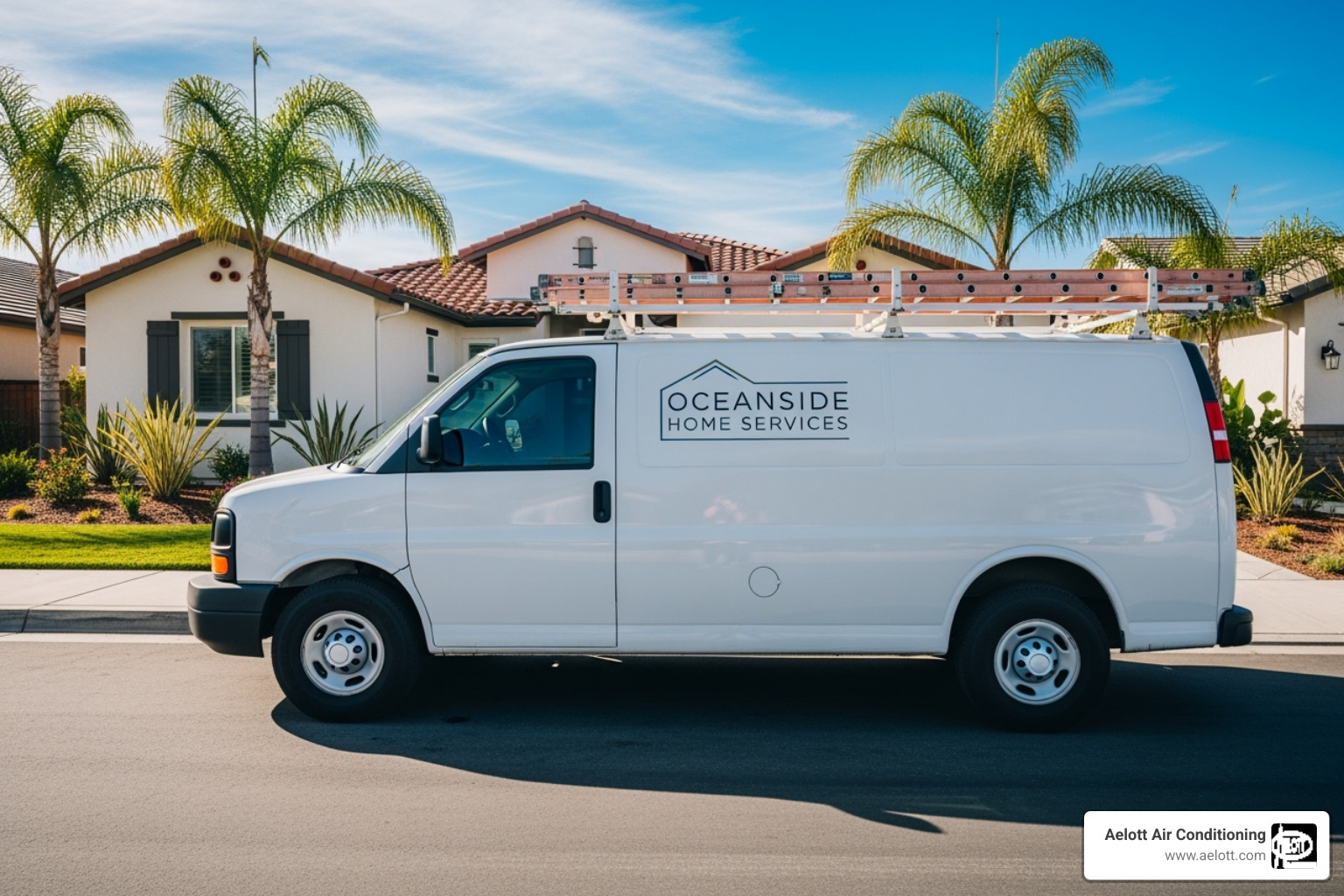 Aelott Air Conditioning service van - water heater installation Oceanside Aelott Air Conditioning service van - water heater installation Oceanside
