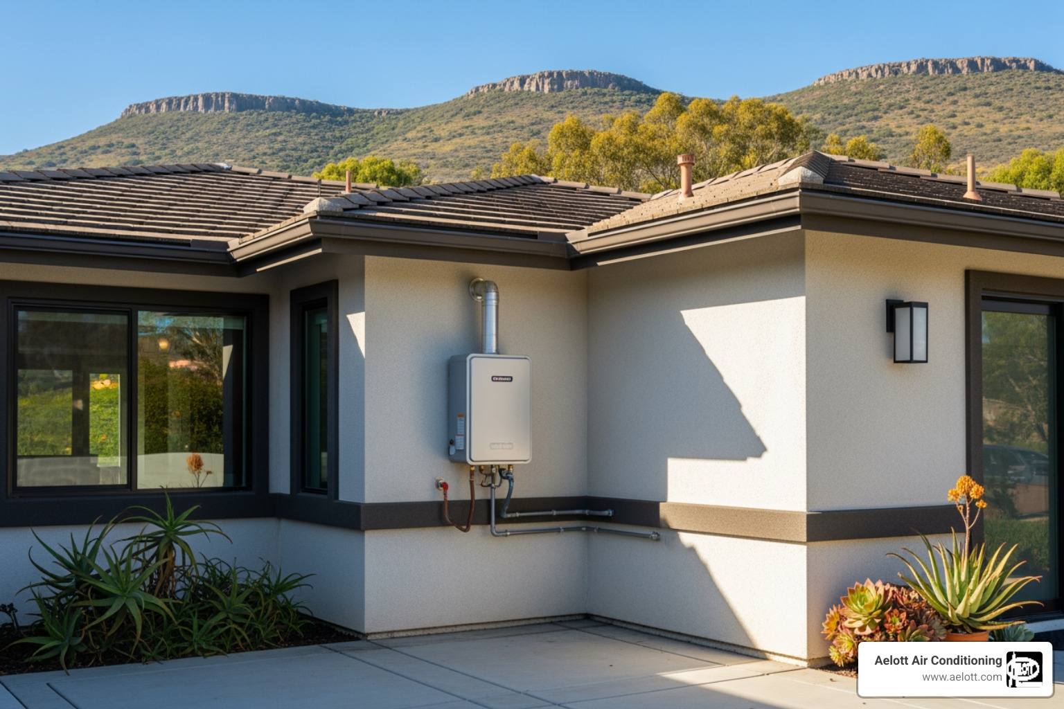 Infographic comparing traditional tank water heater operation with tankless on-demand heating, showing how traditional heaters store and continuously reheat 30-50 gallons of water leading to standby heat loss, while tankless heaters activate only when a faucet opens, heating water instantly as it flows through the unit with no storage tank required - tankless water heater kearny mesa ca