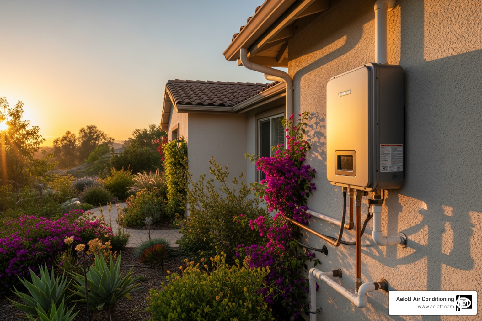 Infographic comparing traditional tank water heaters with tankless systems showing how tank heaters continuously heat stored water leading to standby heat loss while tankless units heat water on-demand as it flows through a heat exchanger providing endless hot water with higher efficiency ratings of 92-95% versus 62% for traditional tanks - tankless water heater bonsall ca