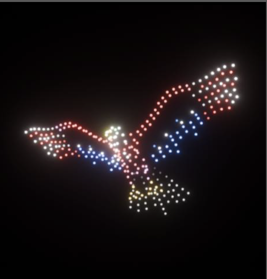 Drone light show over a concert