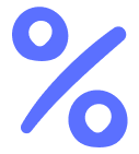 Blue percentage symbol with filled circles for zeroes.