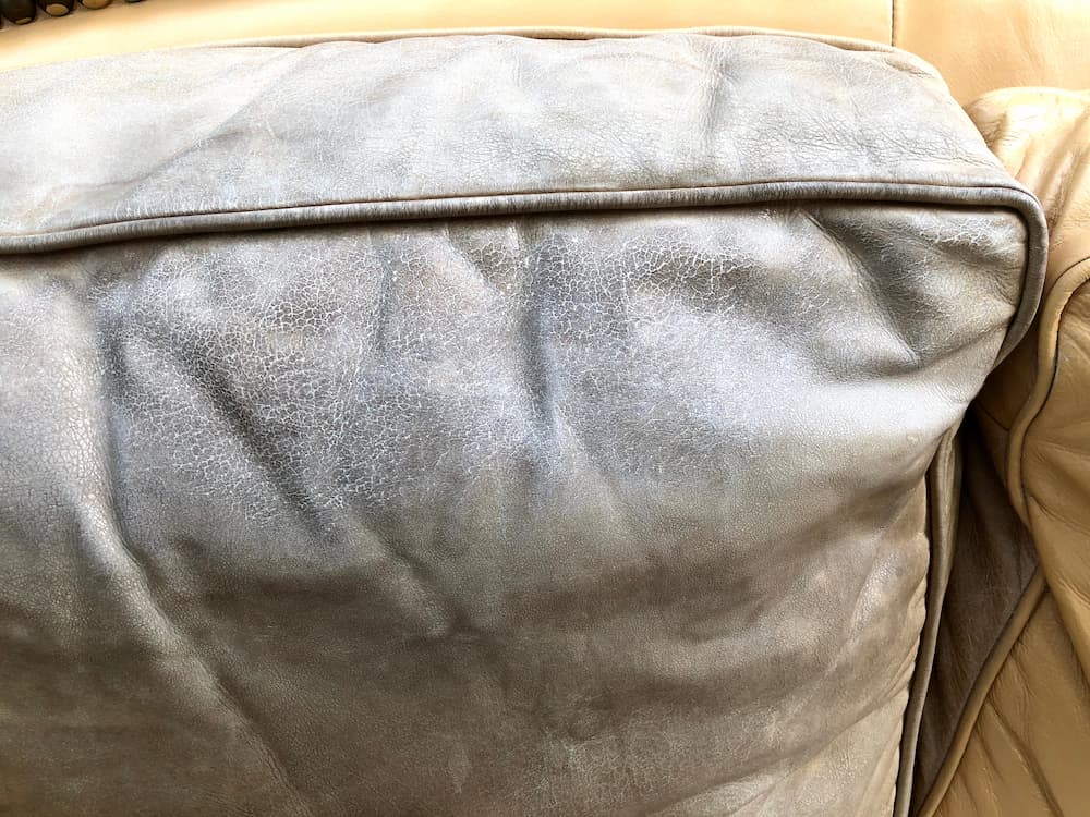 Leather furniture being restored