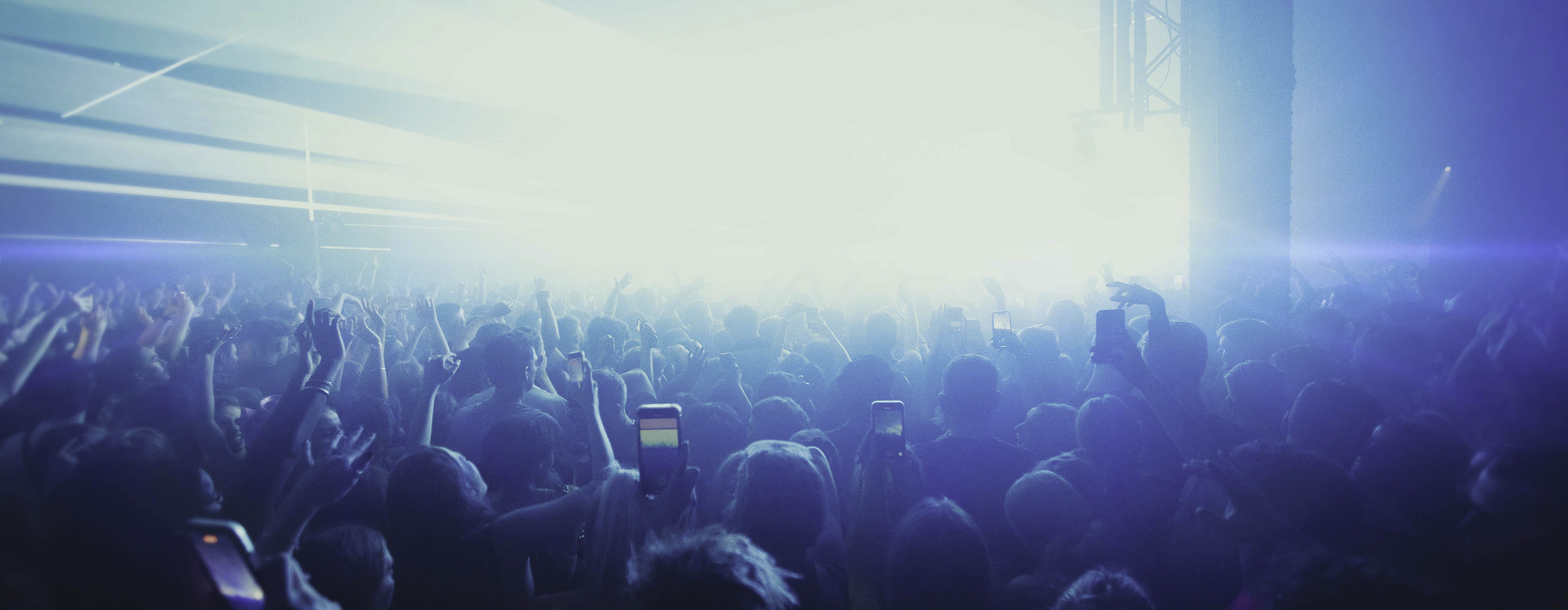 Blue and white concert image from Disclosure concert, as part of a Delphi Digital project.