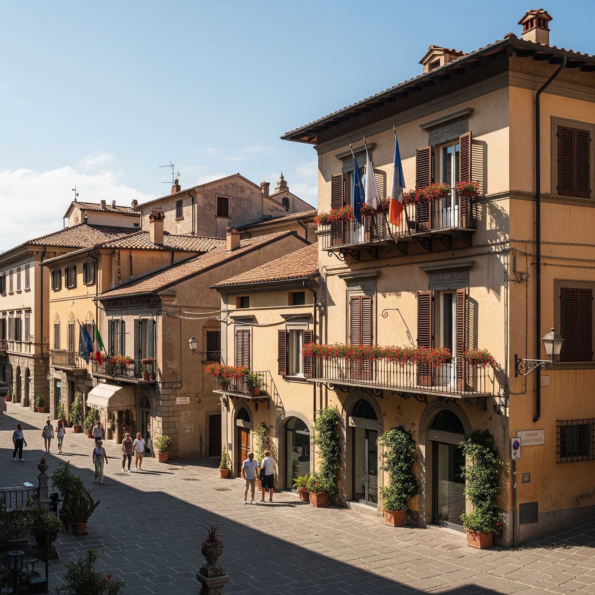 alcuni edifici nel centro di una cittadina italiana
