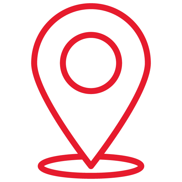 Red location pin icon marking a spot on a circular base.