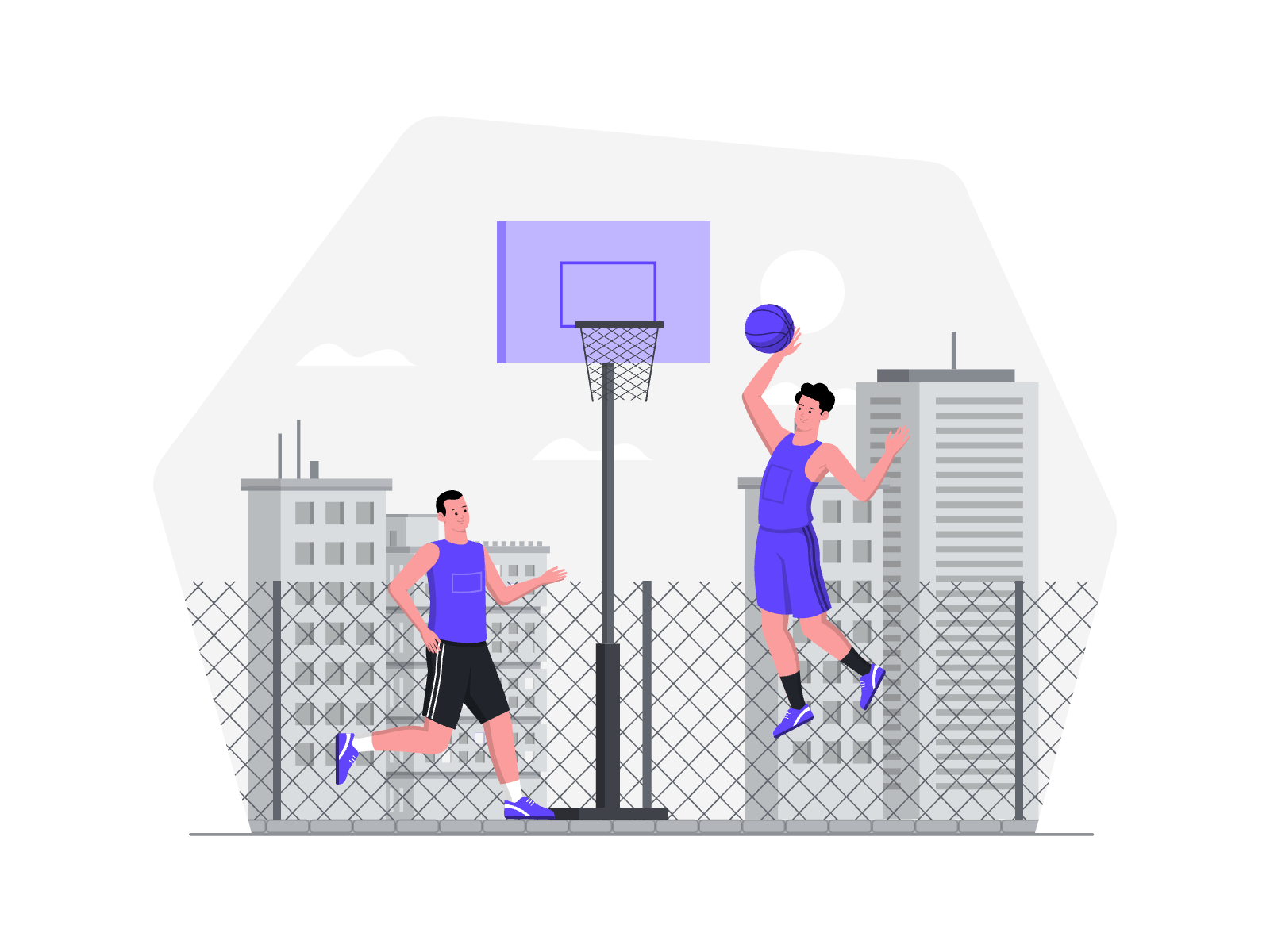 Deux sportifs jouent au basket