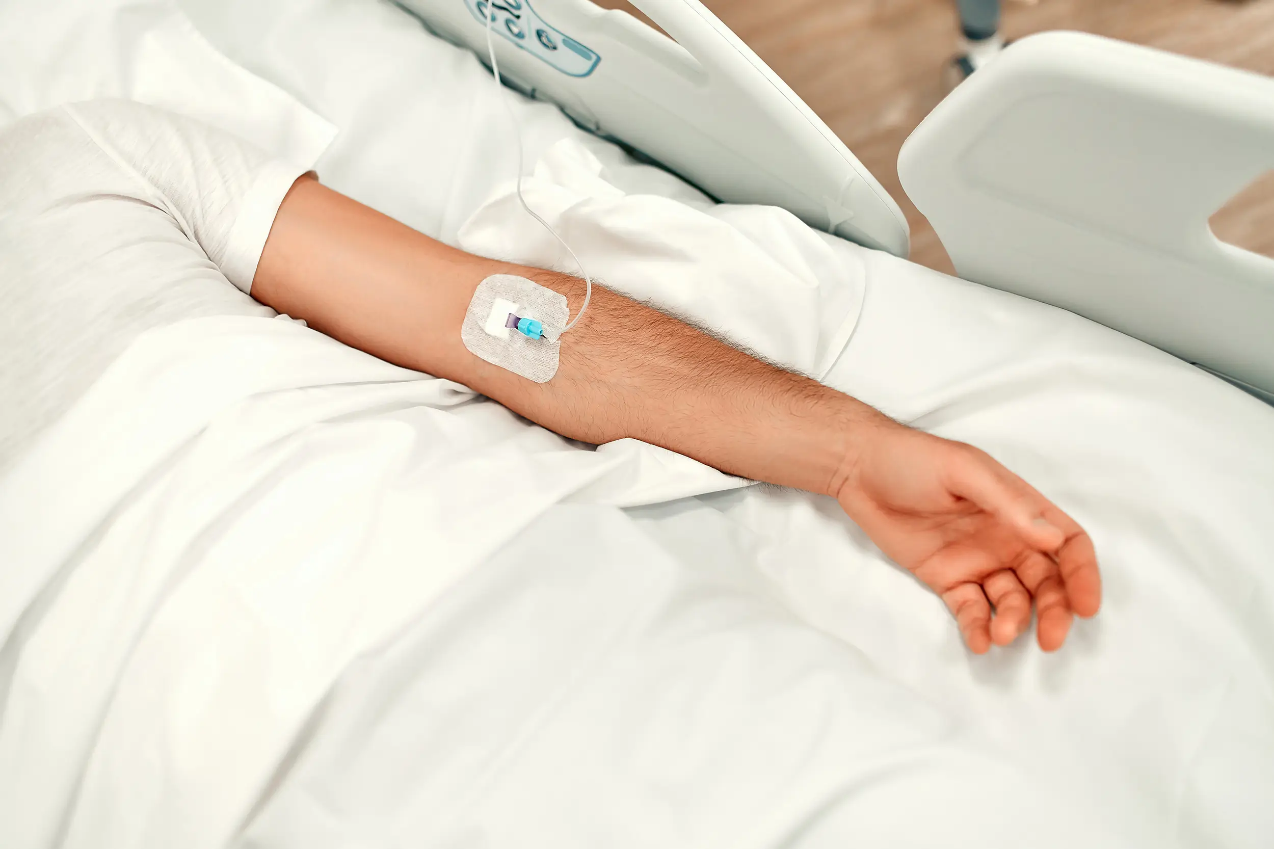 Arm with venous catherer connected