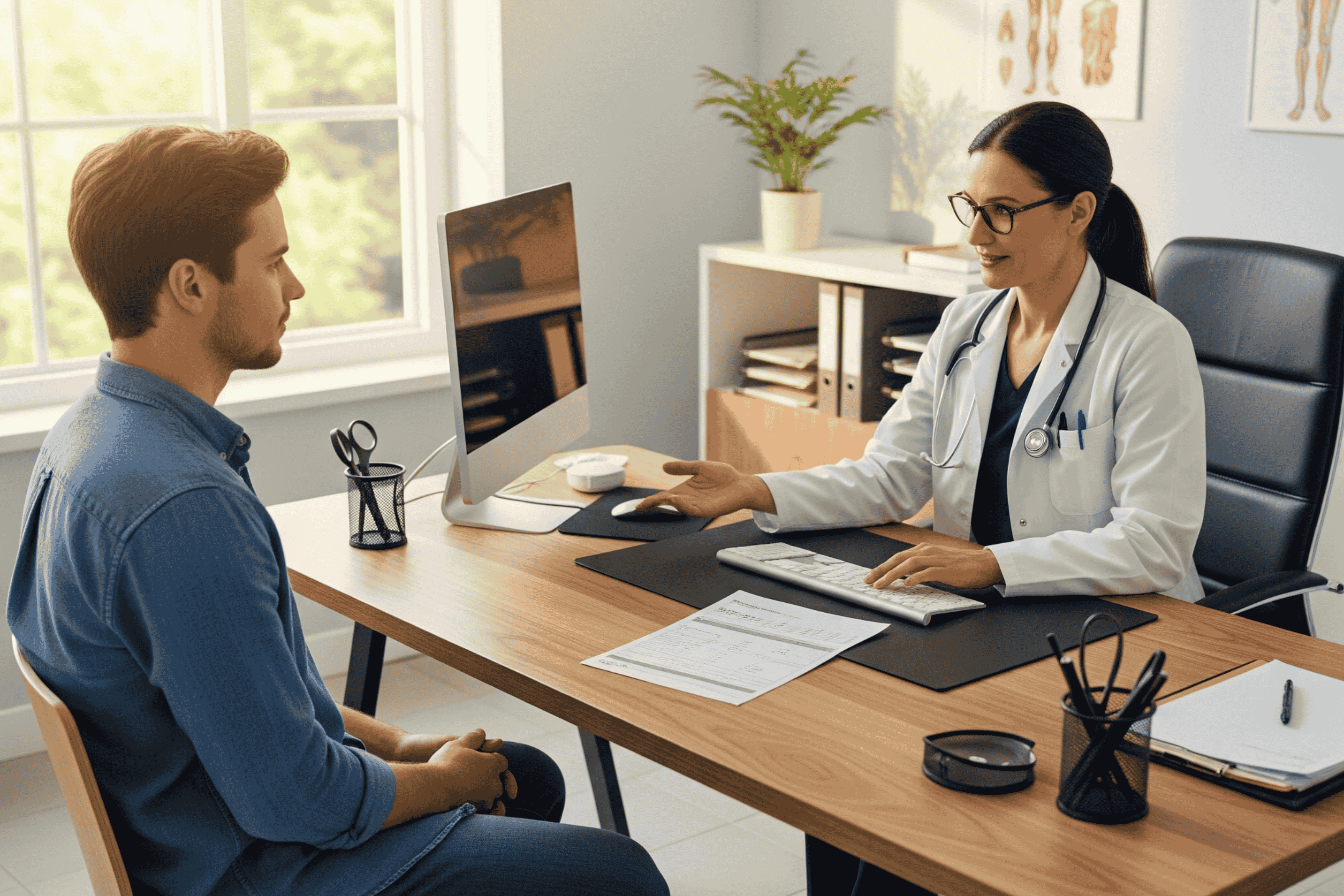 Patient discussing with a doctor