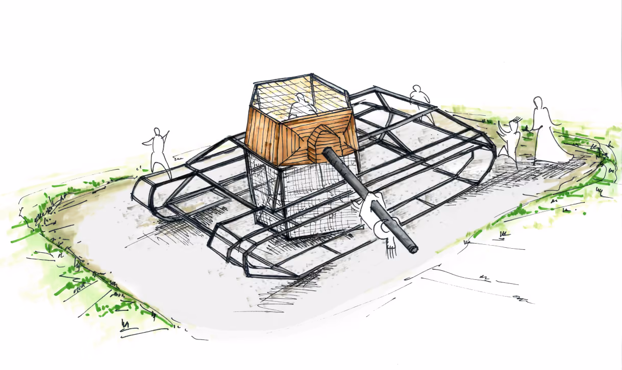 Play sculpture of the tank T34