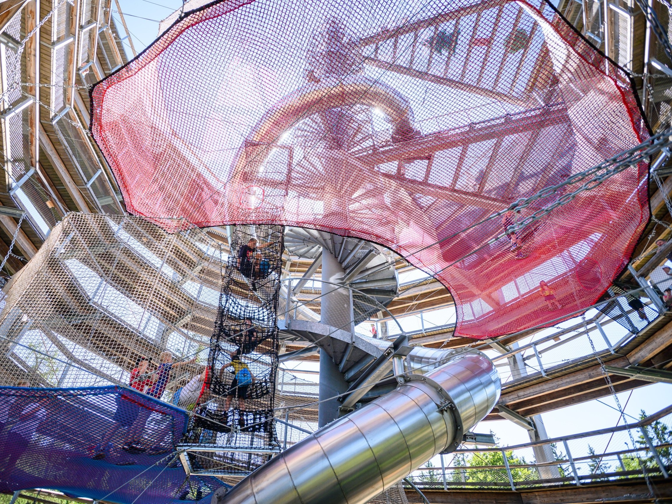 net playground inside treetop tower