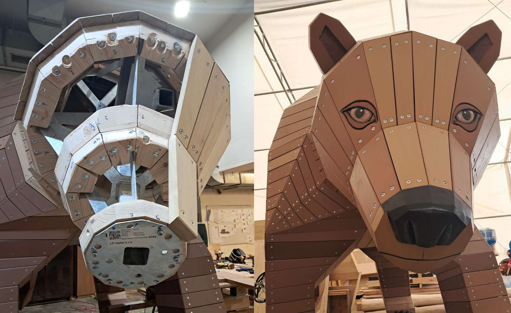 Construction pf bear play sculpture