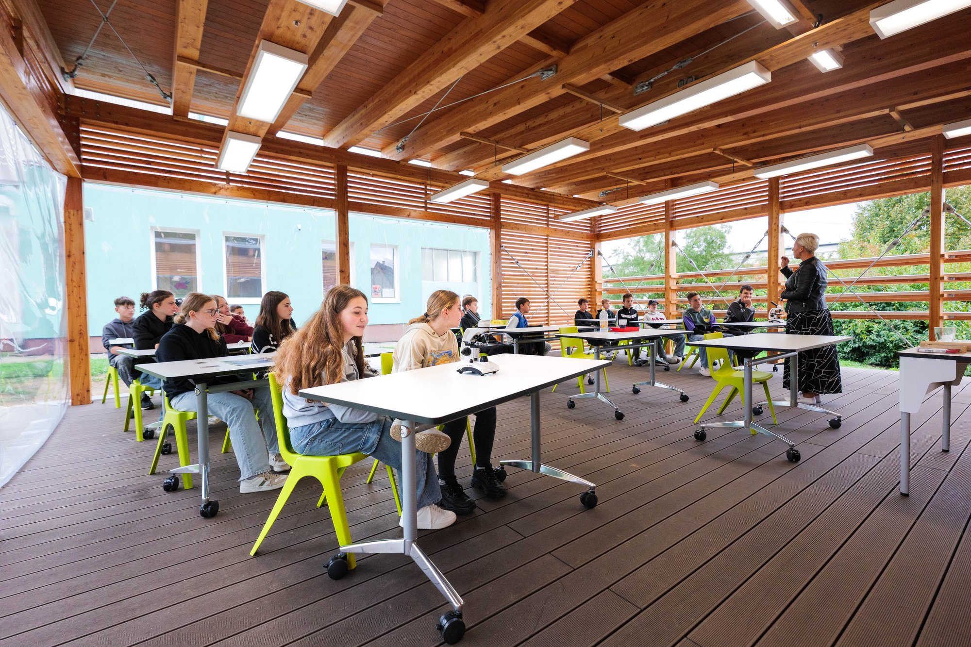 outdoor classroom with hydroponics