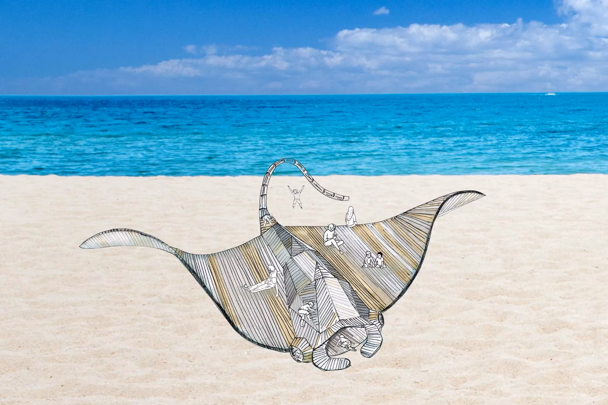 Manta ray play sculpture concept