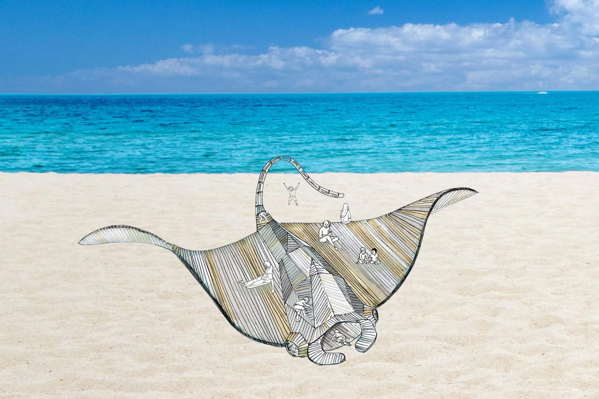 Manta ray play sculpture concept