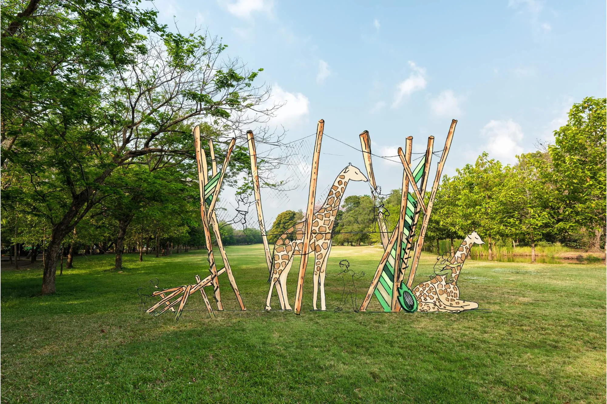 Giraffe play sculpture concept