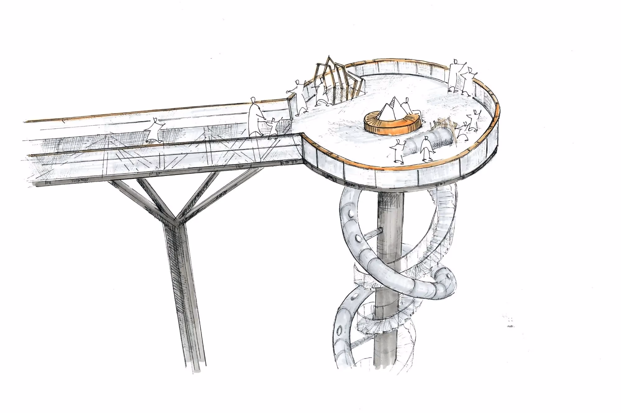Treetop walkway with viewing tower