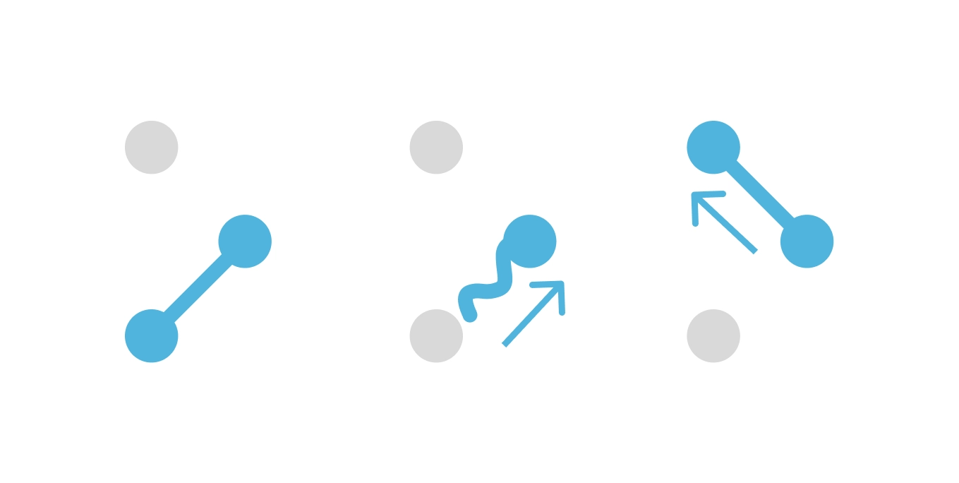 Depiction of Neuroplasticity - the ability of a neuron to disconnect from one and reconnect to another neuron.